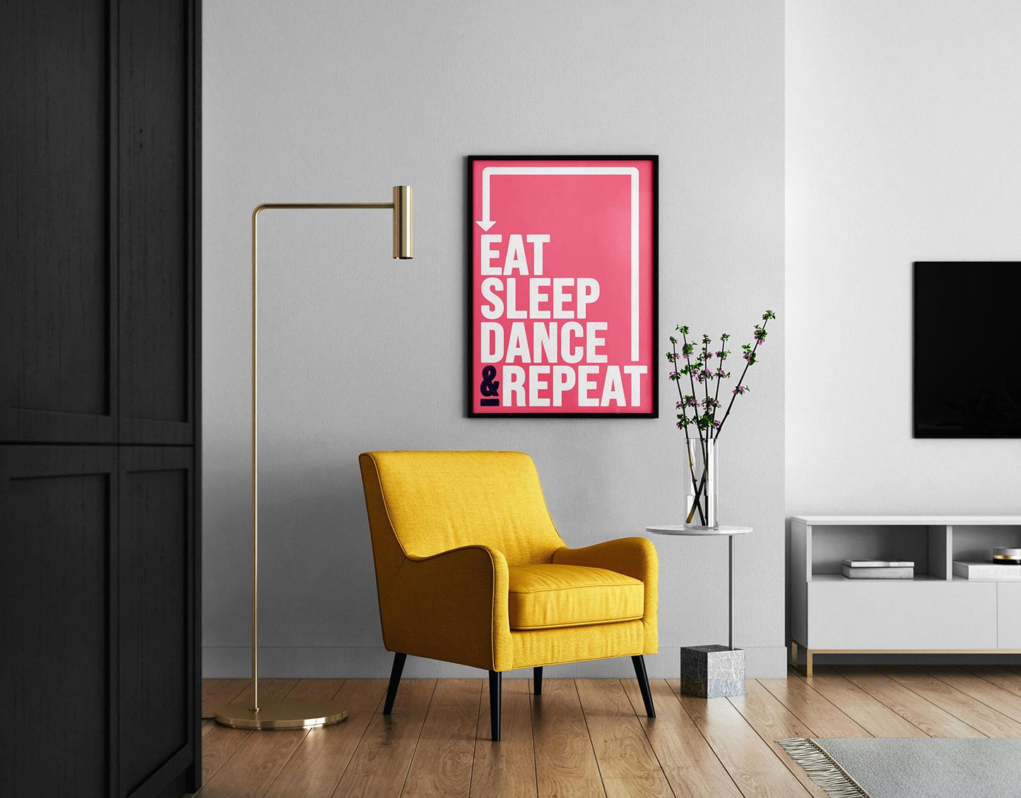 Eat Sleep Dance Repeat Motivational Typography Illustrated Poster