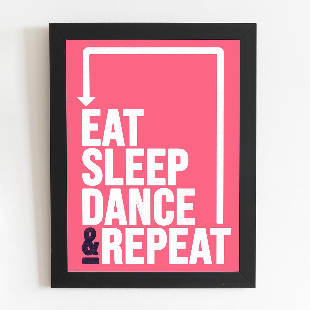 Eat Sleep Dance Repeat Motivational Typography Illustrated Poster