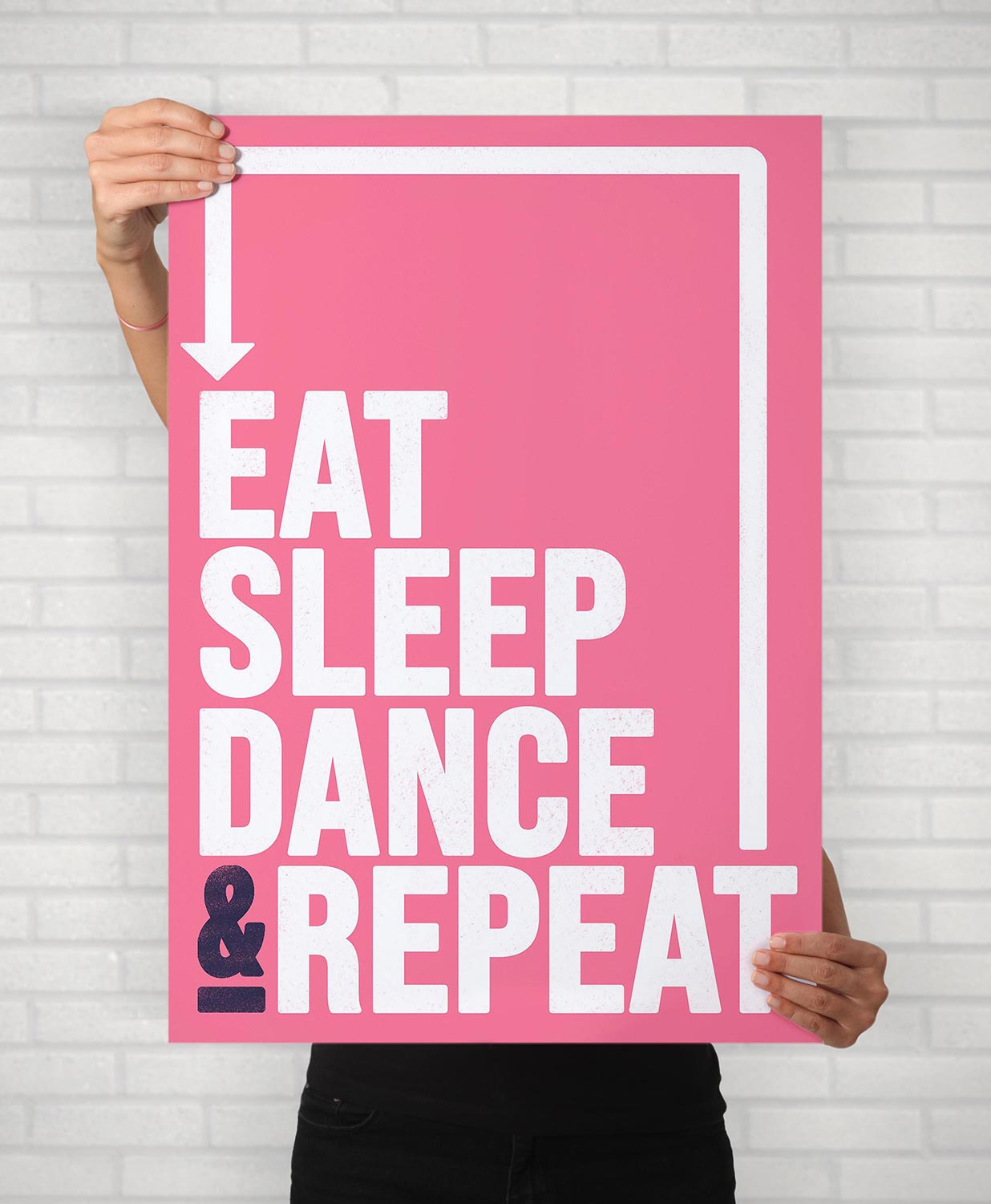 Eat Sleep Dance Repeat Motivational Typography Illustrated Poster