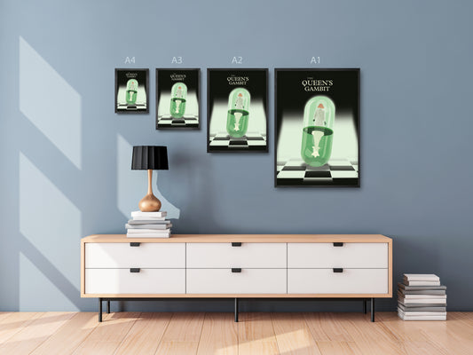 The Queen's Gambit Framed Poster | Minimalist TV Show Art | Illustrated Print