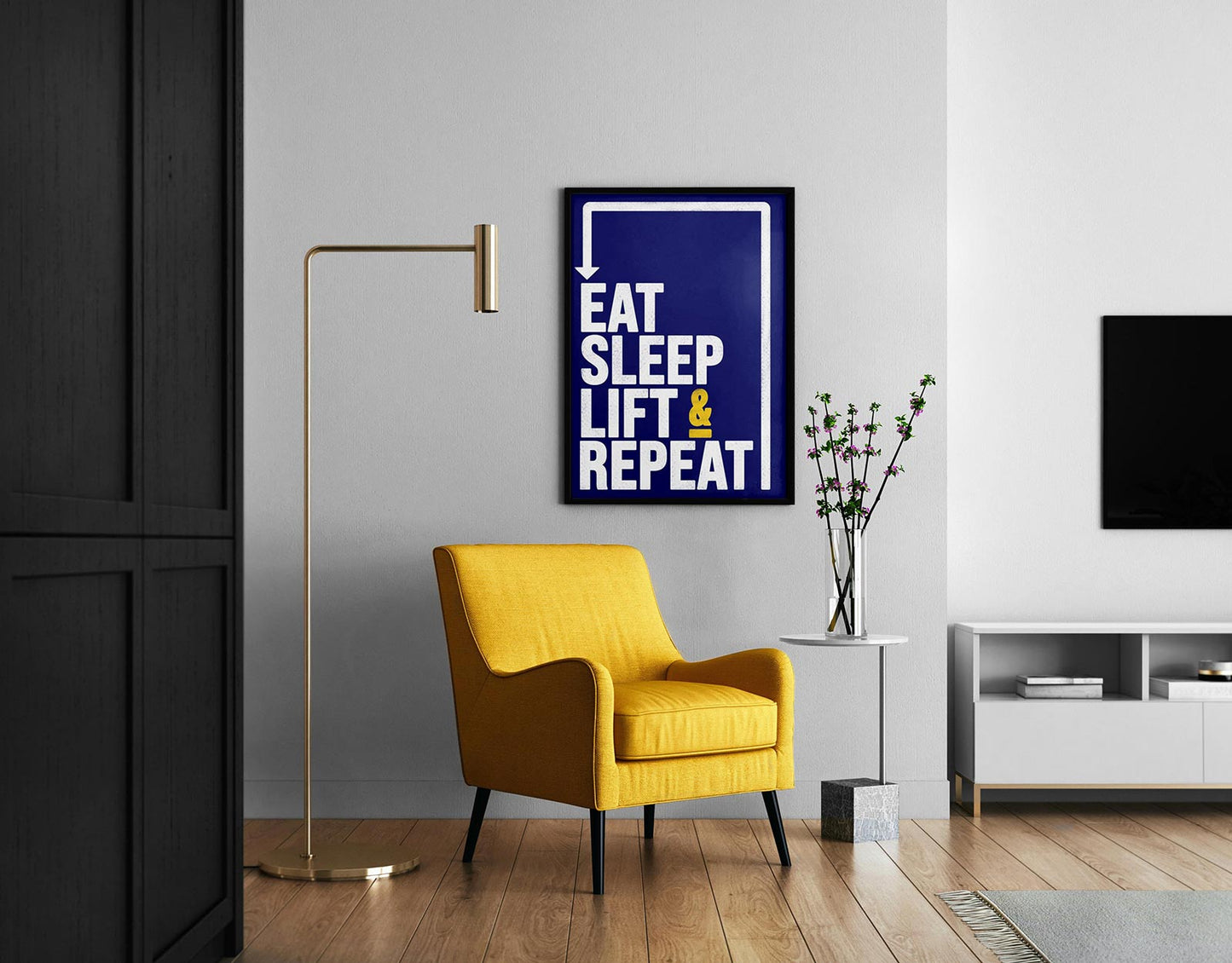 Eat Sleep Lift Repeat Print | Motivational Typography Illustrated Poster