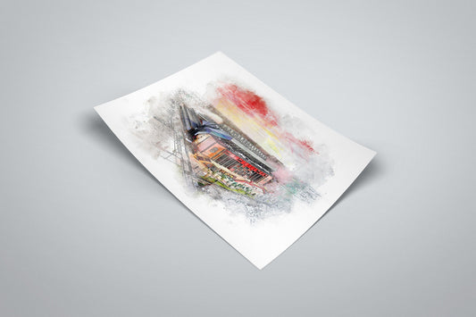 Anfield Stadium Liverpool F.C. Watercolour Illustrated Poster | LFC Stadium Print