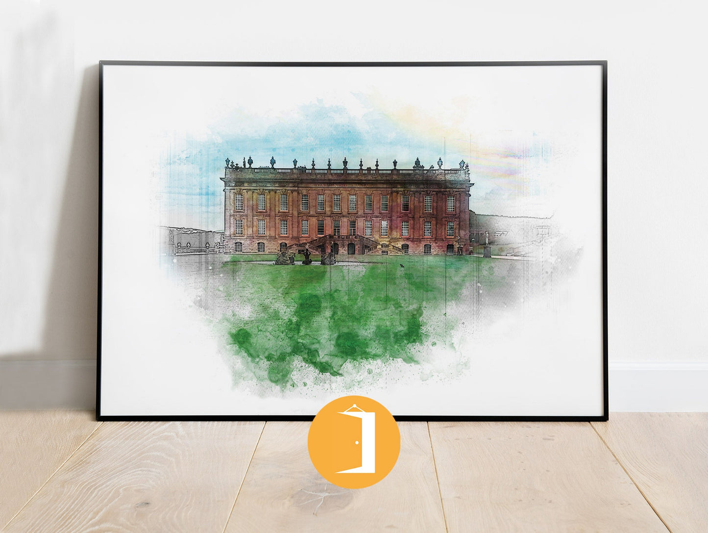 Chatsworth House Watercolour Illustrated Poster | UK Location Wall Art