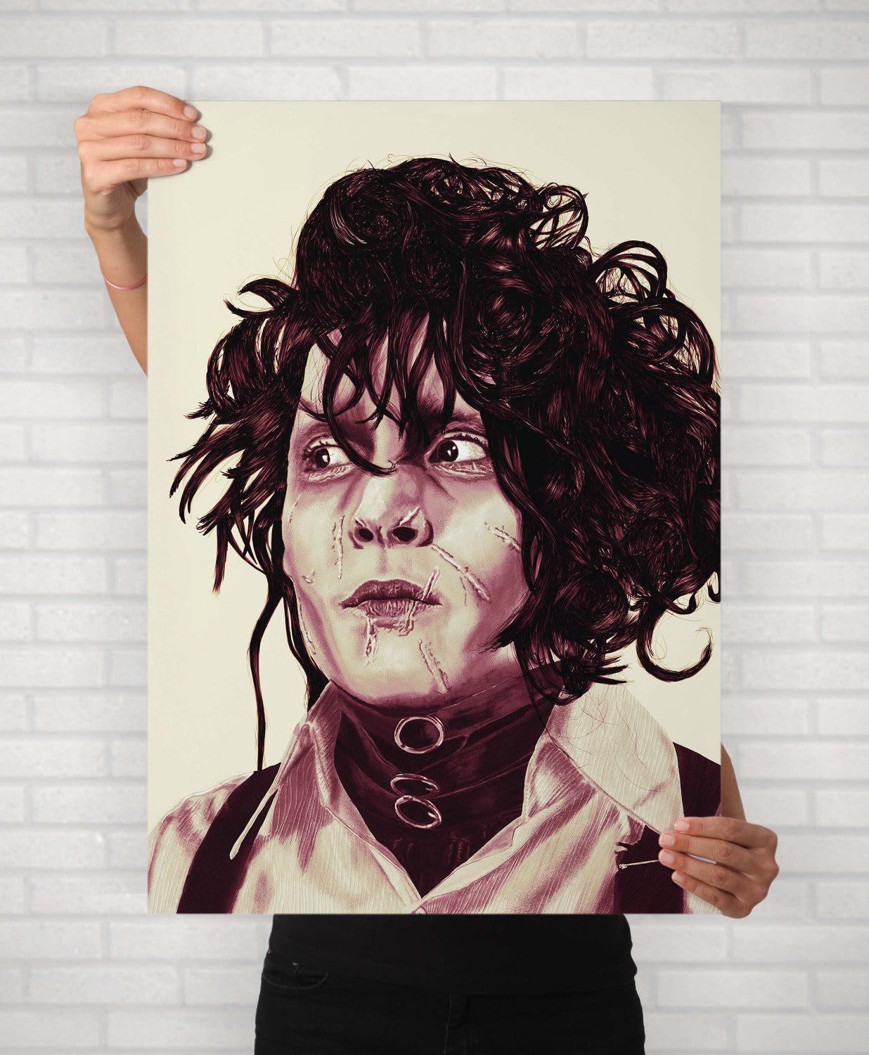 Edward Scissorhands Johnny Depp Illustrated Portrait Poster