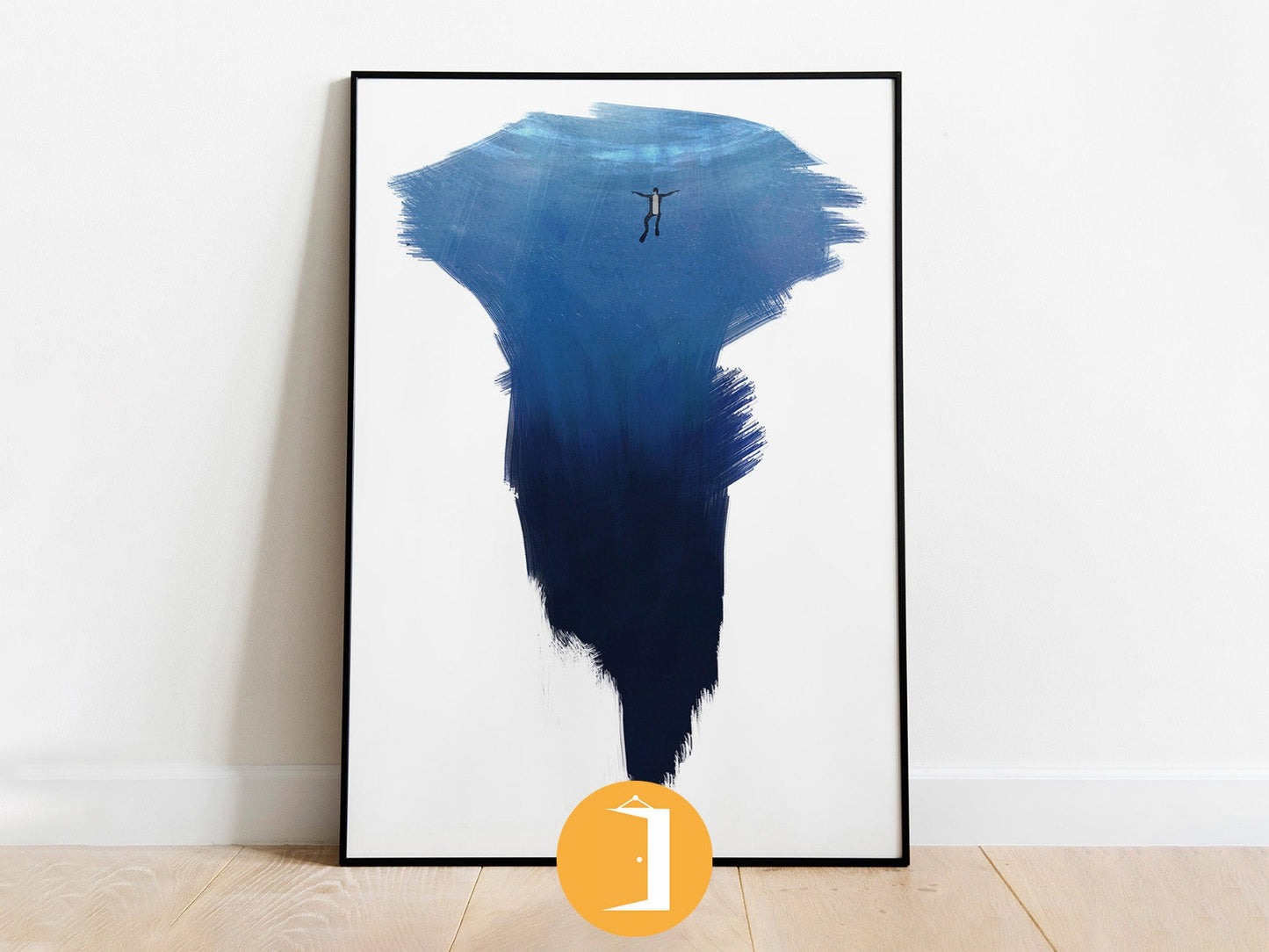 Ocean Diver Fear Illustrated Wall Art Poster