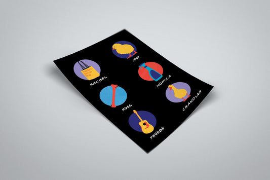 Friends Sitcom Poster 90's TV Show Illustrated Print | Friends iconic items