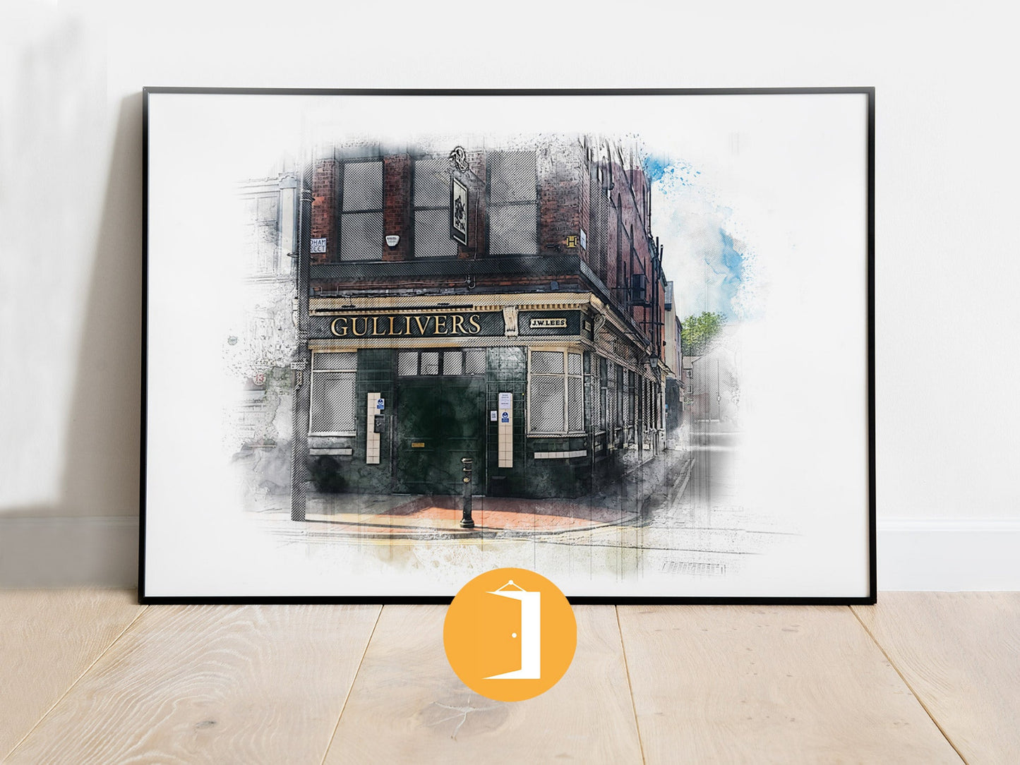 Gullivers Pub Manchester Art Prints Watercolour Style Illustrated Poster
