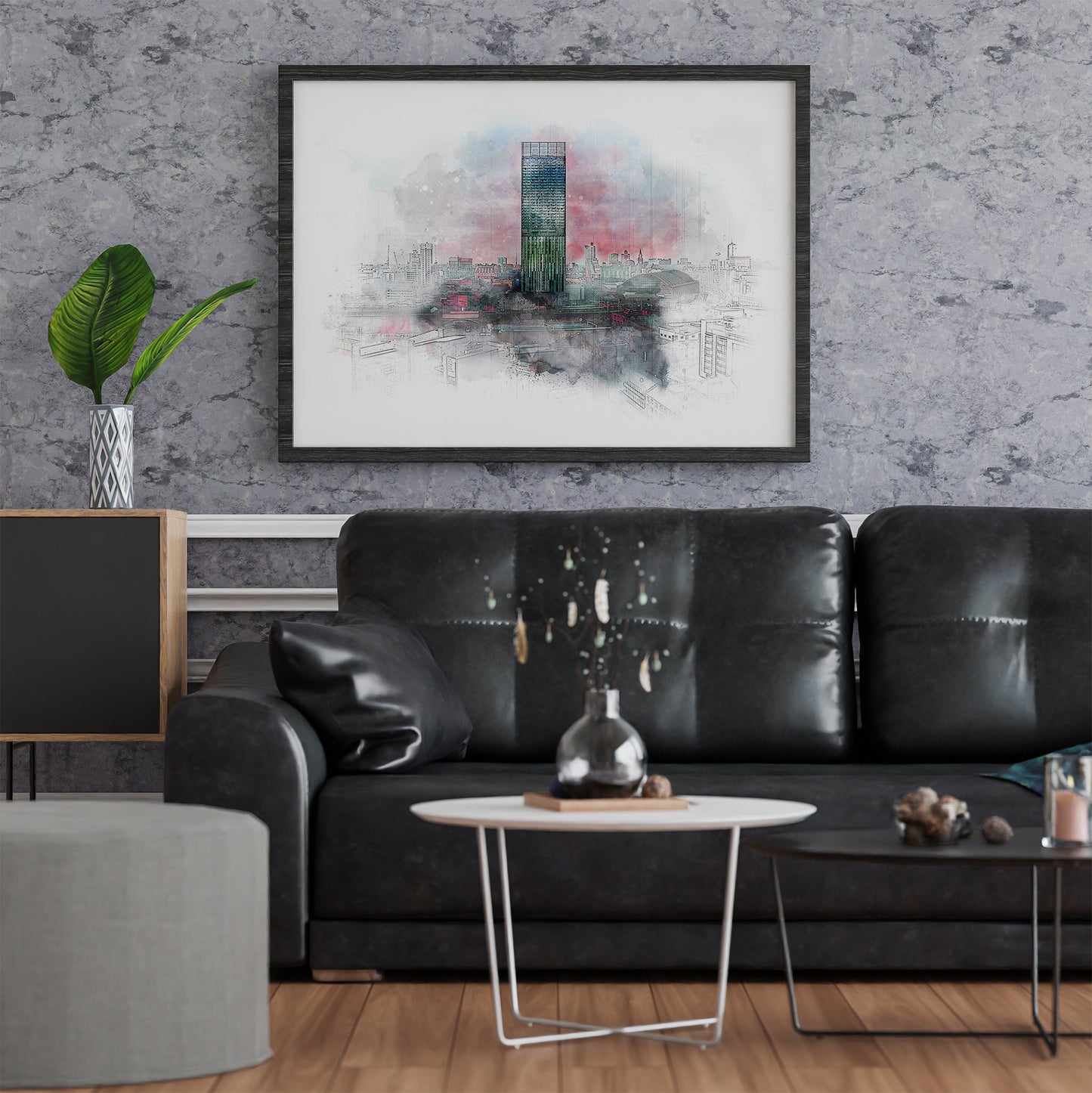 Manchester Hilton Beetham Tower Watercolour Style Illustrated Poster