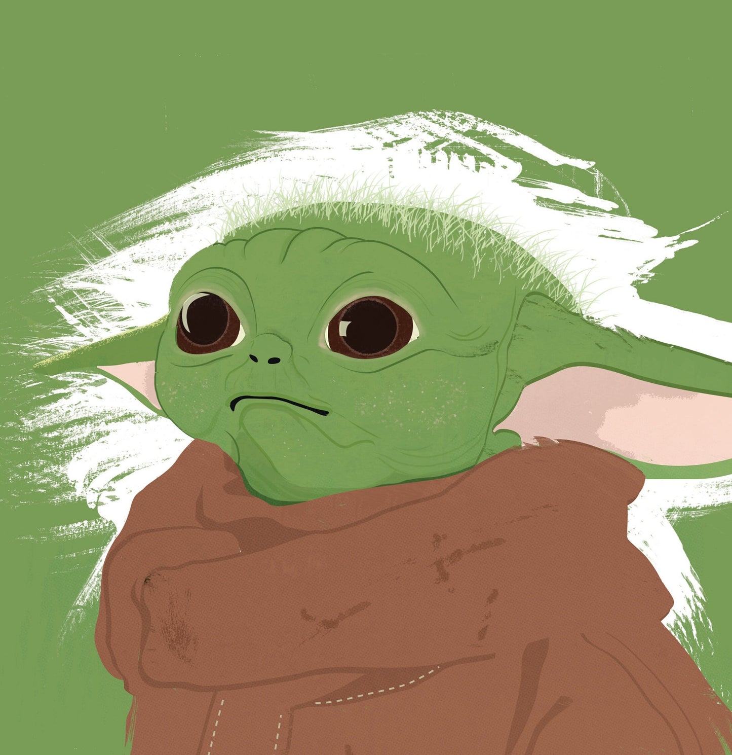 Grogu Baby Yoda The Mandalorian Art Star Wars Minimal Illustrated Portrait Poster
