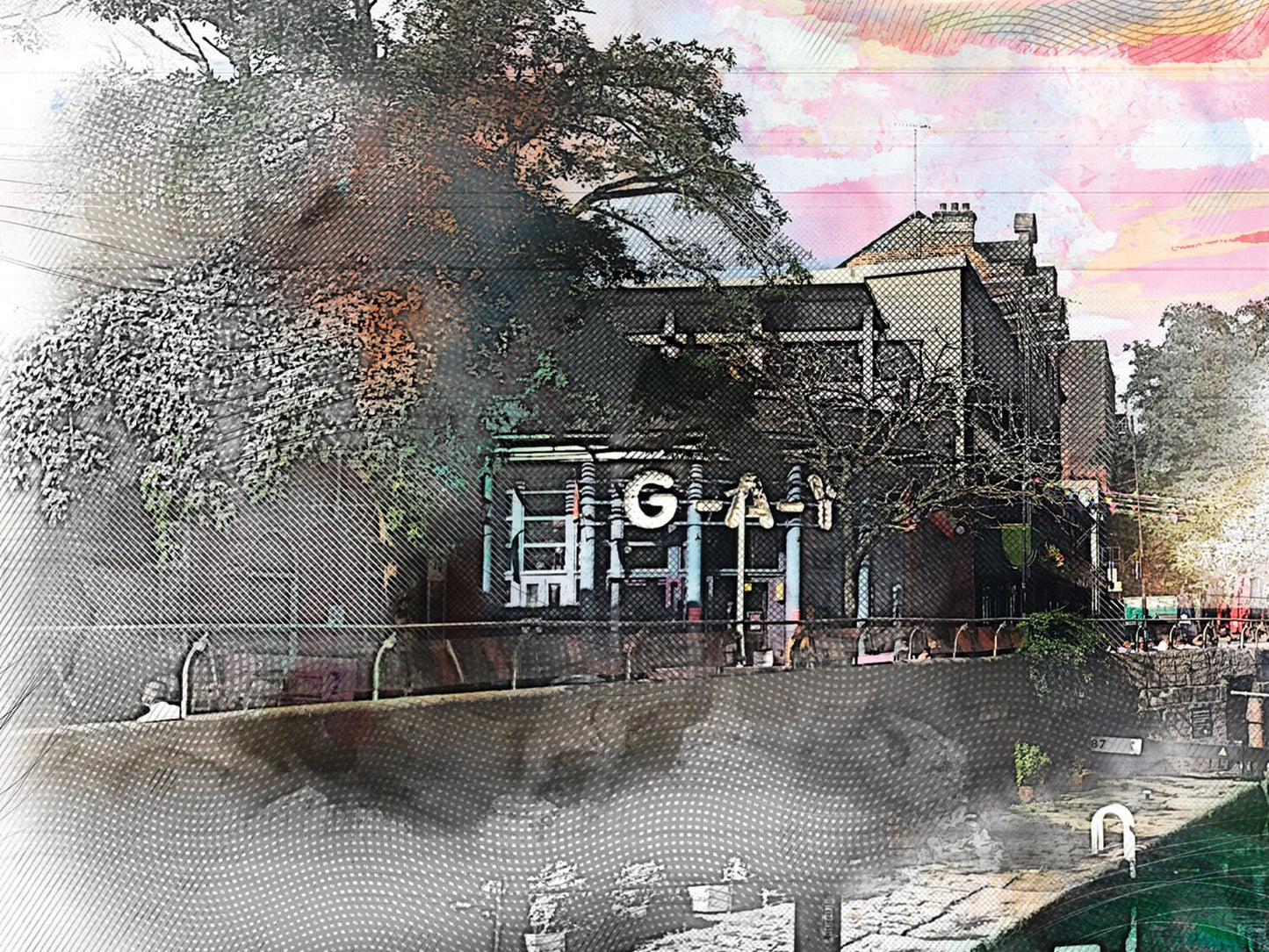 Canal Street Gay Village Manchester City Landmark Poster | Watercolour Style Illustrated Print