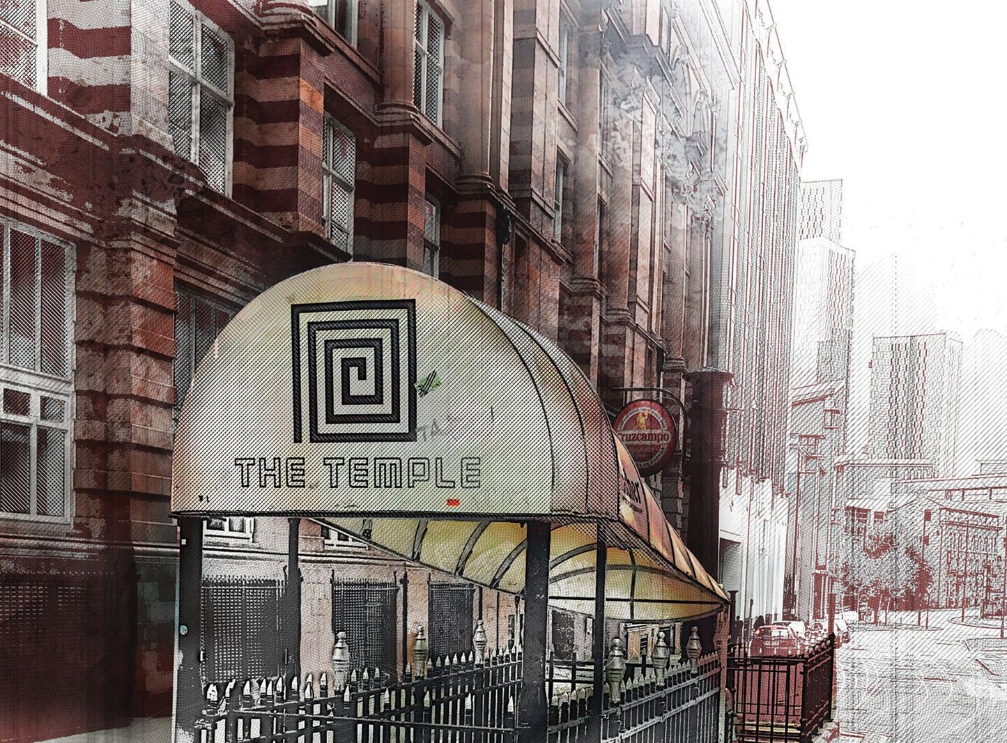 The Temple Bar Manchester Watercolour Illustrated Poster