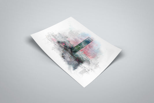 Manchester Hilton Beetham Tower Watercolour Style Illustrated Poster