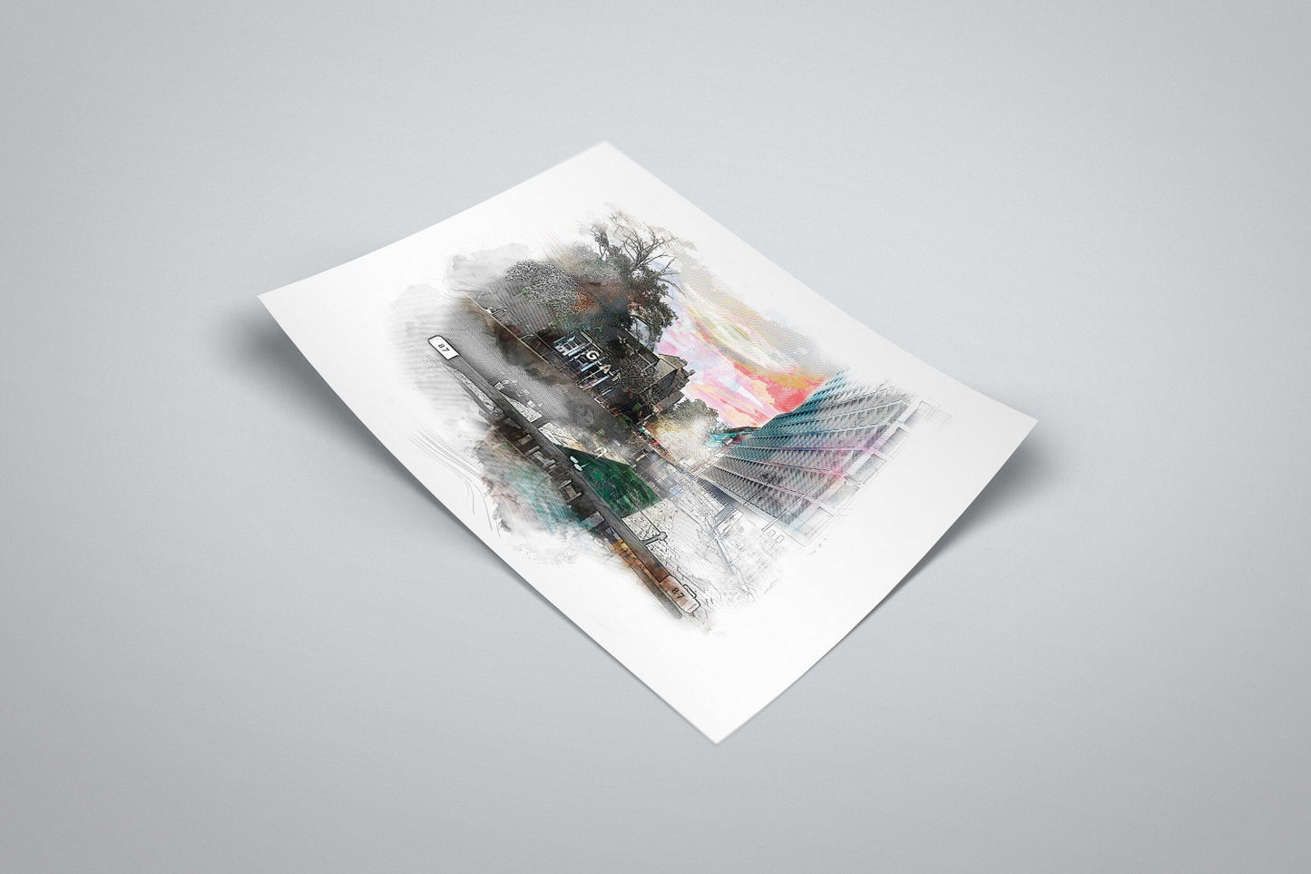Canal Street Gay Village Manchester City Landmark Poster | Watercolour Style Illustrated Print