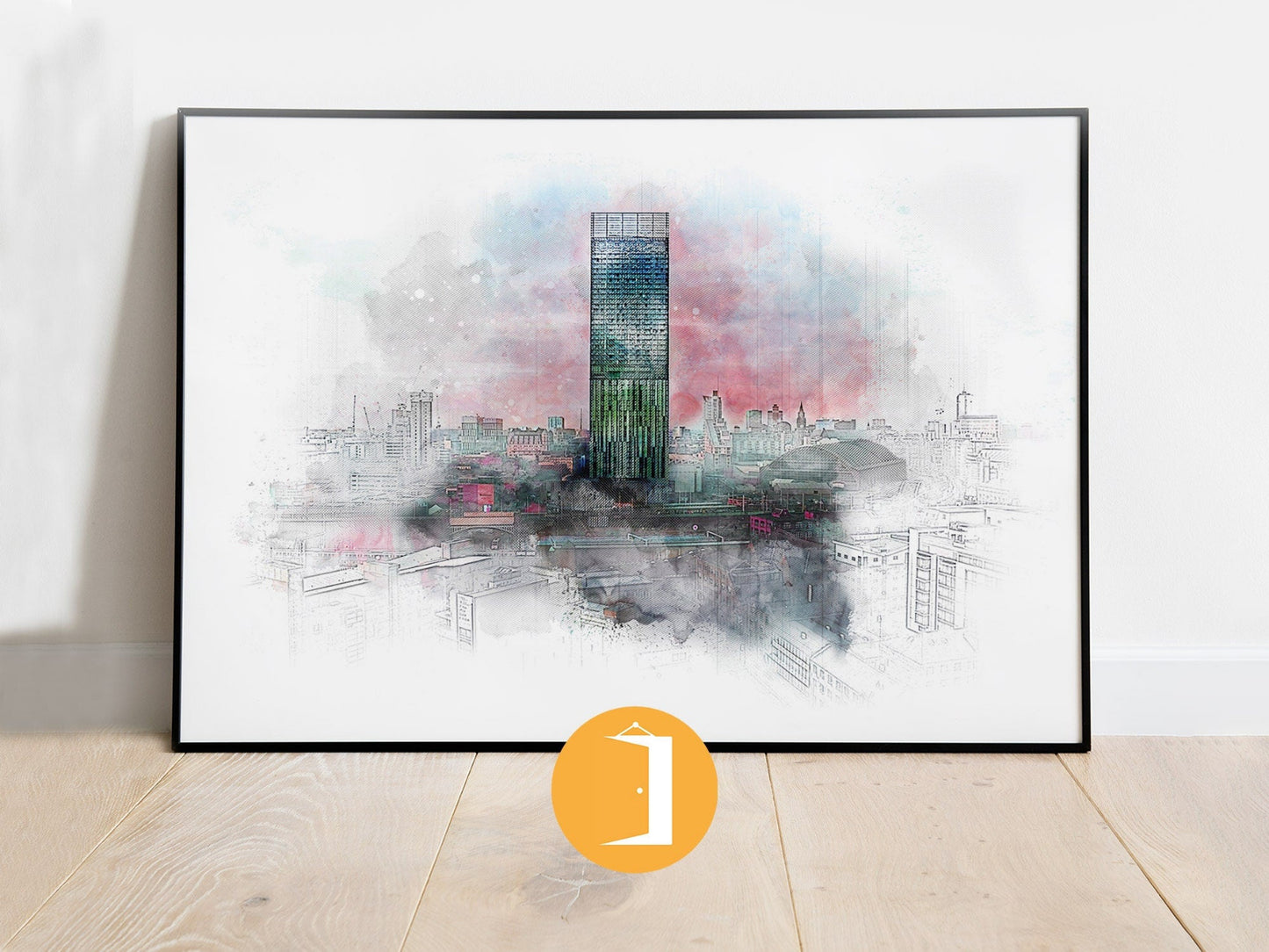 Manchester Hilton Beetham Tower Watercolour Style Illustrated Poster