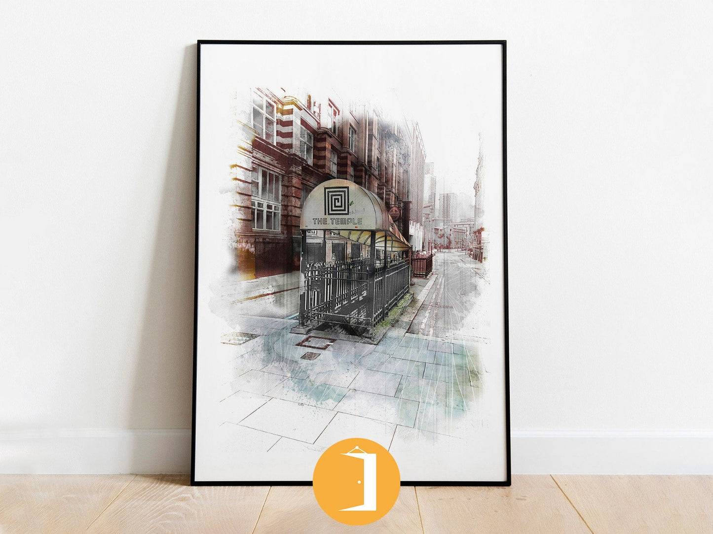 The Temple Bar Manchester Watercolour Illustrated Poster