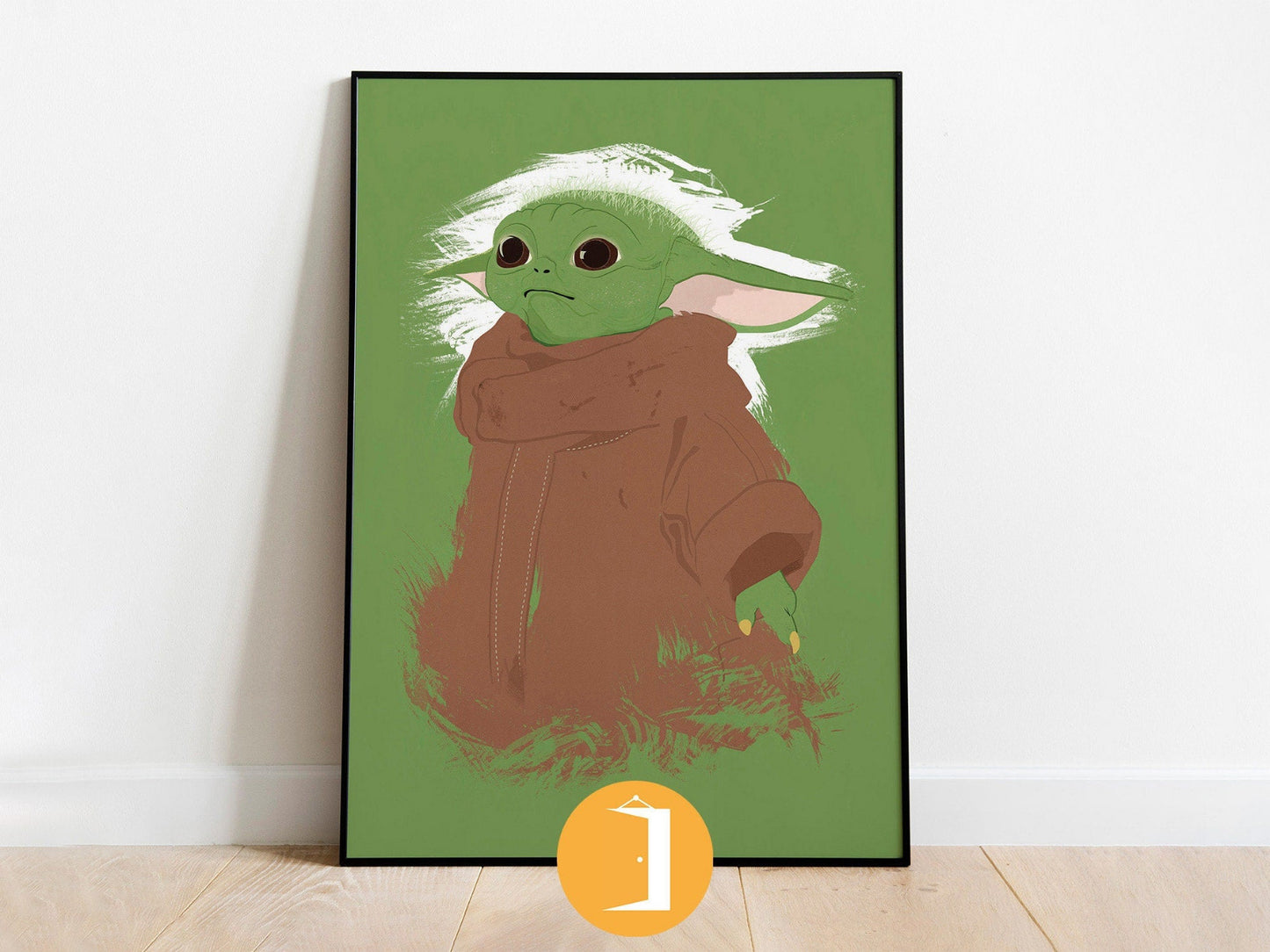 Grogu Baby Yoda The Mandalorian Art Star Wars Minimal Illustrated Portrait Poster