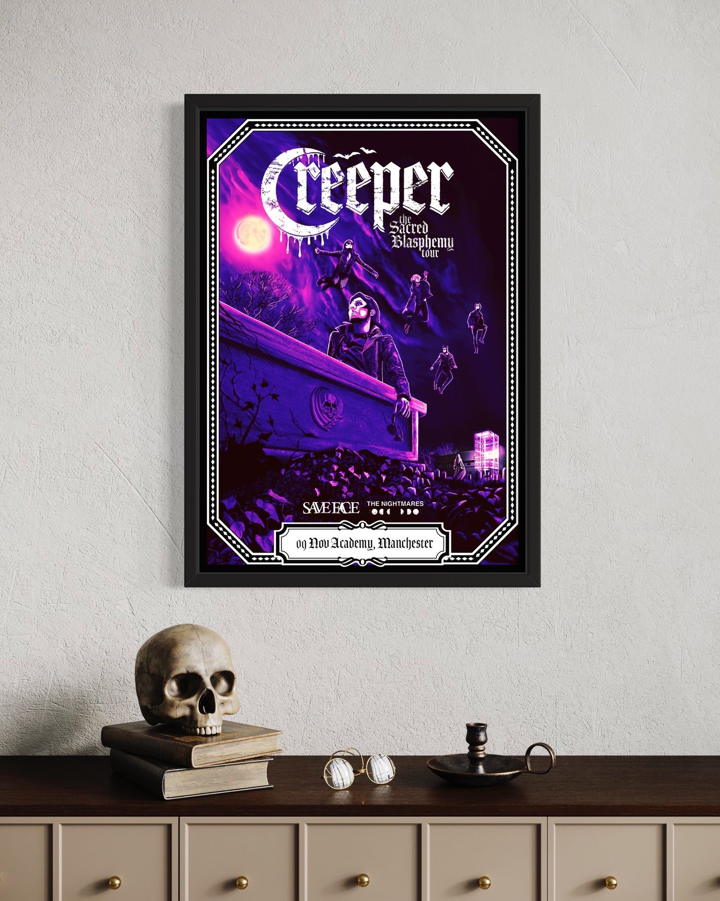 Exclusive Creeper 2023 Manchester November 9th Sacred Blasphemy Tour Poster - Manchester Academy - Unofficial