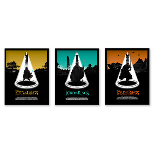 Lord Of The Rings Trilogy Posters | Illustrated Film Prints | The Fellowship of the Ring, The Two Towers and Return of the King