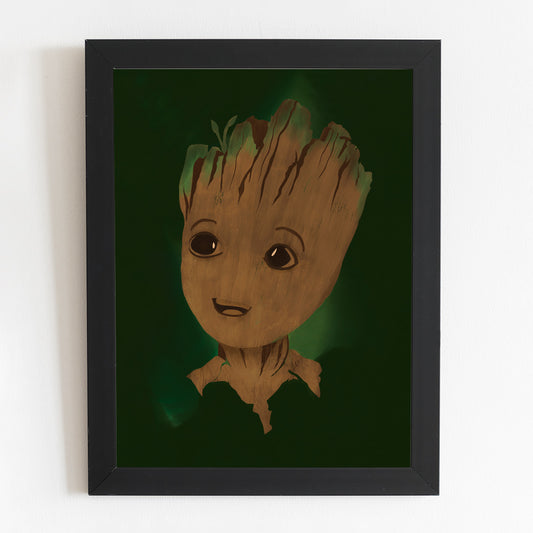 Baby Groot Illustrated Portrait Minimal Avengers Movie poster