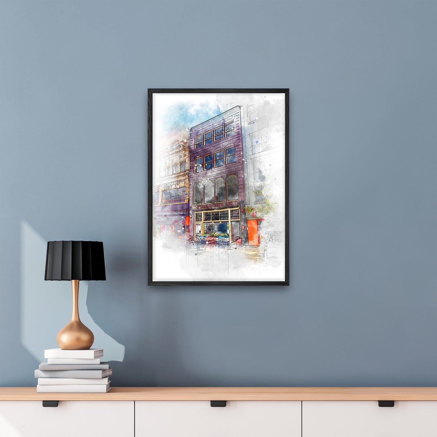 Night and Day Bar Framed Poster |  Manchester Art | Illustrated Prints
