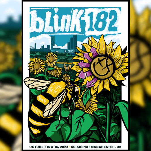 Exclusive Blink 182 2023 Tour Poster - Manchester A0 Arena - Unofficial - Mark, Tom and Travis Show