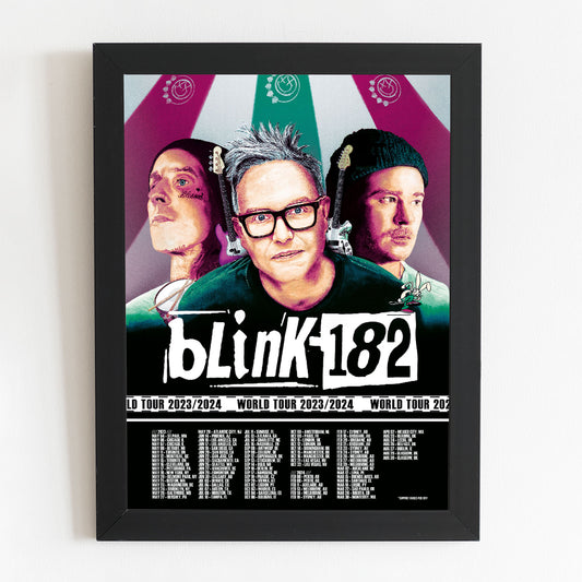 Blink 182 World Tour 2023/2024 Poster | Pop Punk Portrait | Illustrated Print | Mark, Tom and Travis Show Art