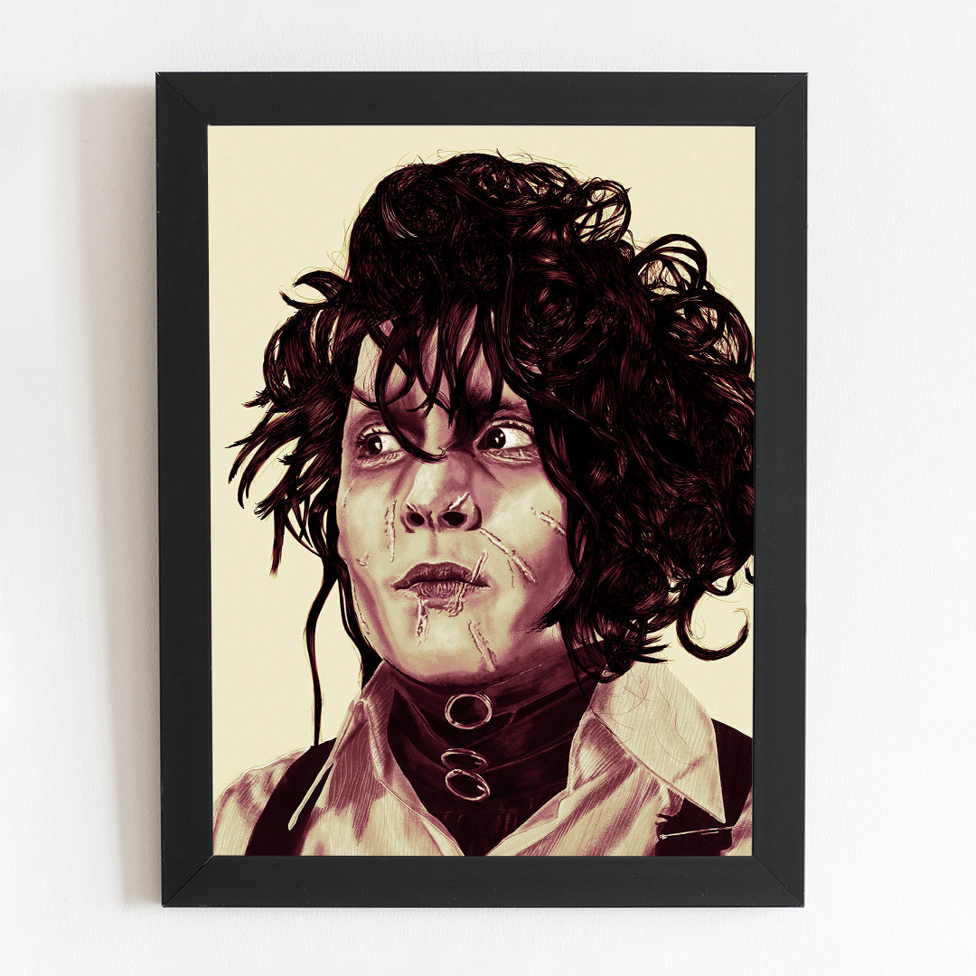 Edward Scissorhands Johnny Depp Illustrated Portrait Poster