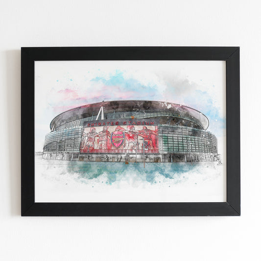 Arsenal Football Club Emirates Stadium Watercolour Illustrated Poster
