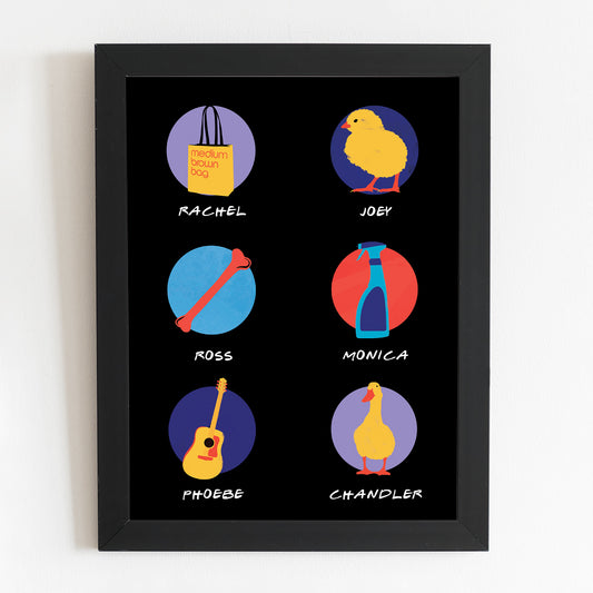 Friends Sitcom Poster 90's TV Show Illustrated Print | Friends iconic items
