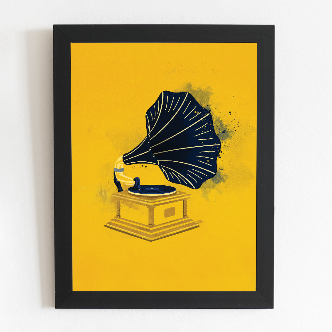 Gramophone Illustration | Old Technology Illustrated Poster