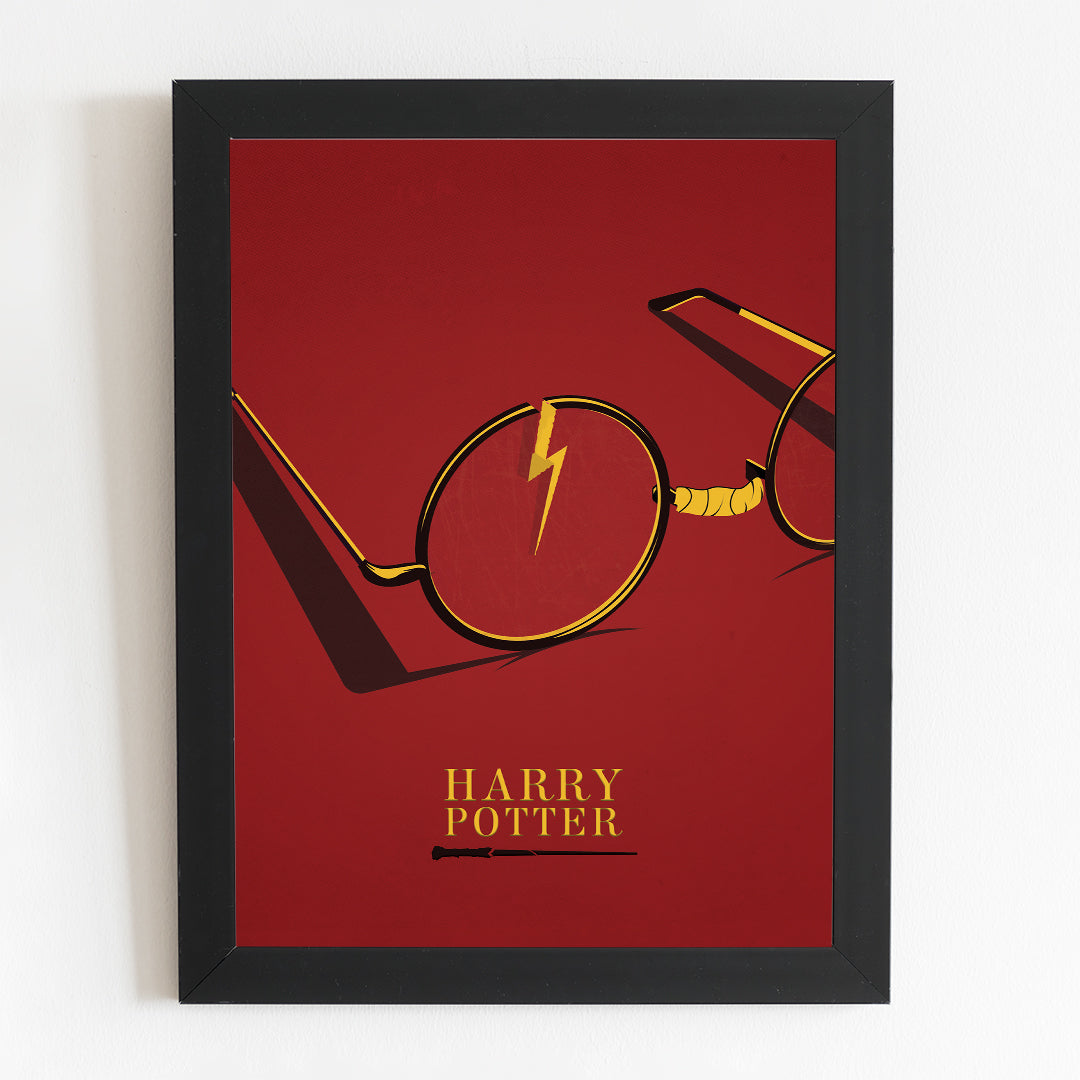 Harry Potter Poster | Alternative Minimalist Movie Poster | Lighting Bolt Scar Glasses Art