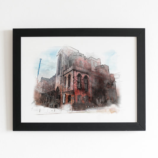 John Rylands Library Manchester Art prints Watercolour Illustrated Poster