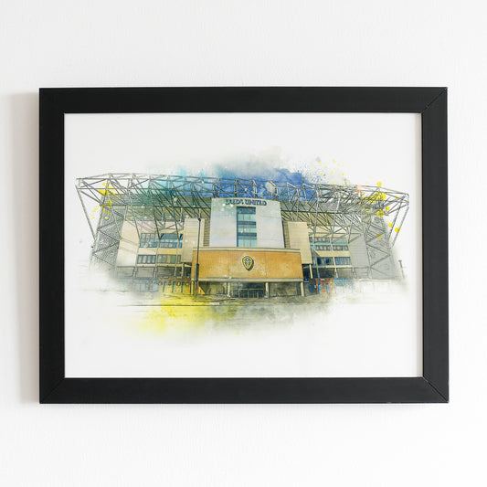 Leeds United Elland Road Stadium Watercolour Illustrated Poster