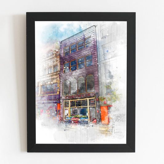 Night and Day Bar Manchester Pub Watercolour Style Illustrated Poster
