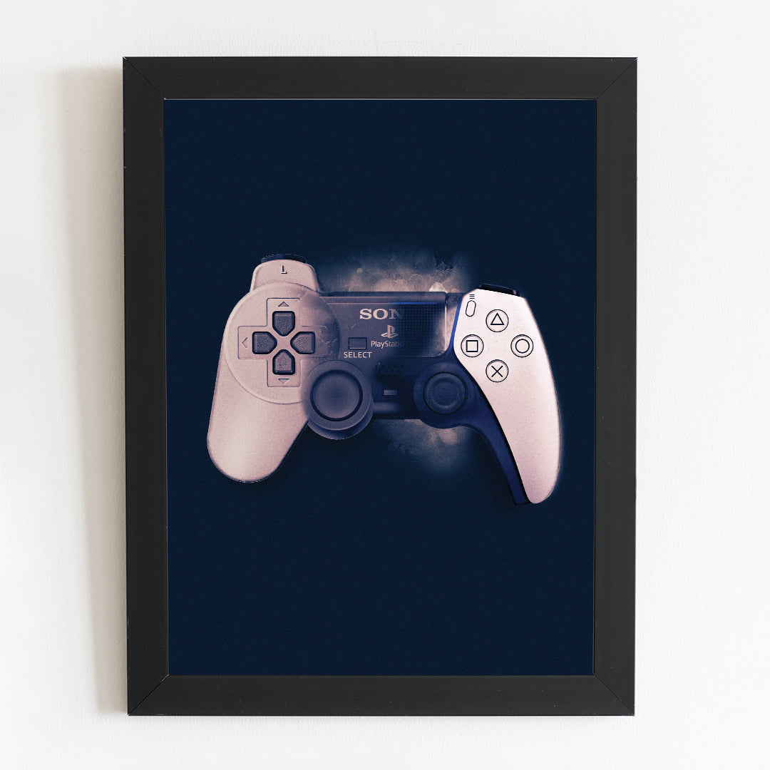 Playstation DualShock Controller Development Illustrated Poster Art