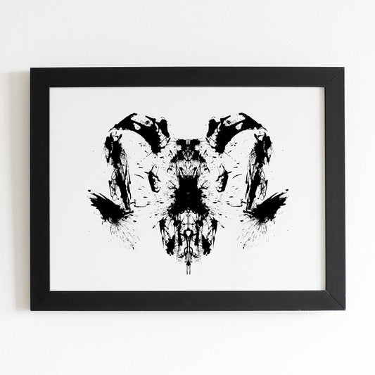 Rorschach Inkblot Art | Rorschach Test Ram Skull Ink Illustrated Poster