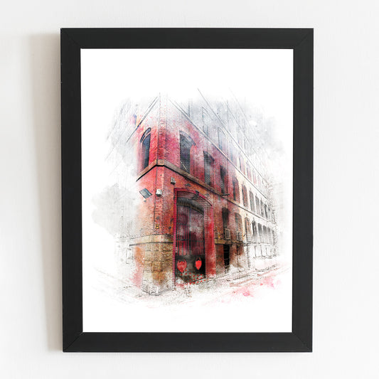 Satans Hollow Manchester Bar Watercolour Style Illustrated Poster