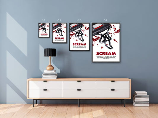 Scream Framed Poster |  Ghostface Film Art | Horror Movie Print | 1996 Steam Art