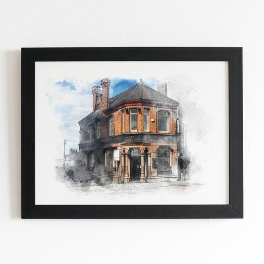 The Marble Arch Manchester Pub Watercolour Style Illustrated Poster