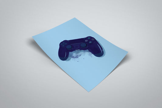 Playstation 4 DualShock Controller Minimal Illustrated Poster