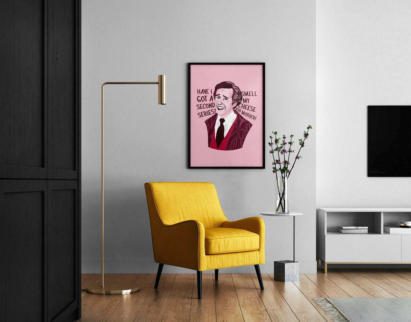 Alan Partridge Smell My Cheese Poster | Steve Coogan Minimalist Illustrated Portrait Print