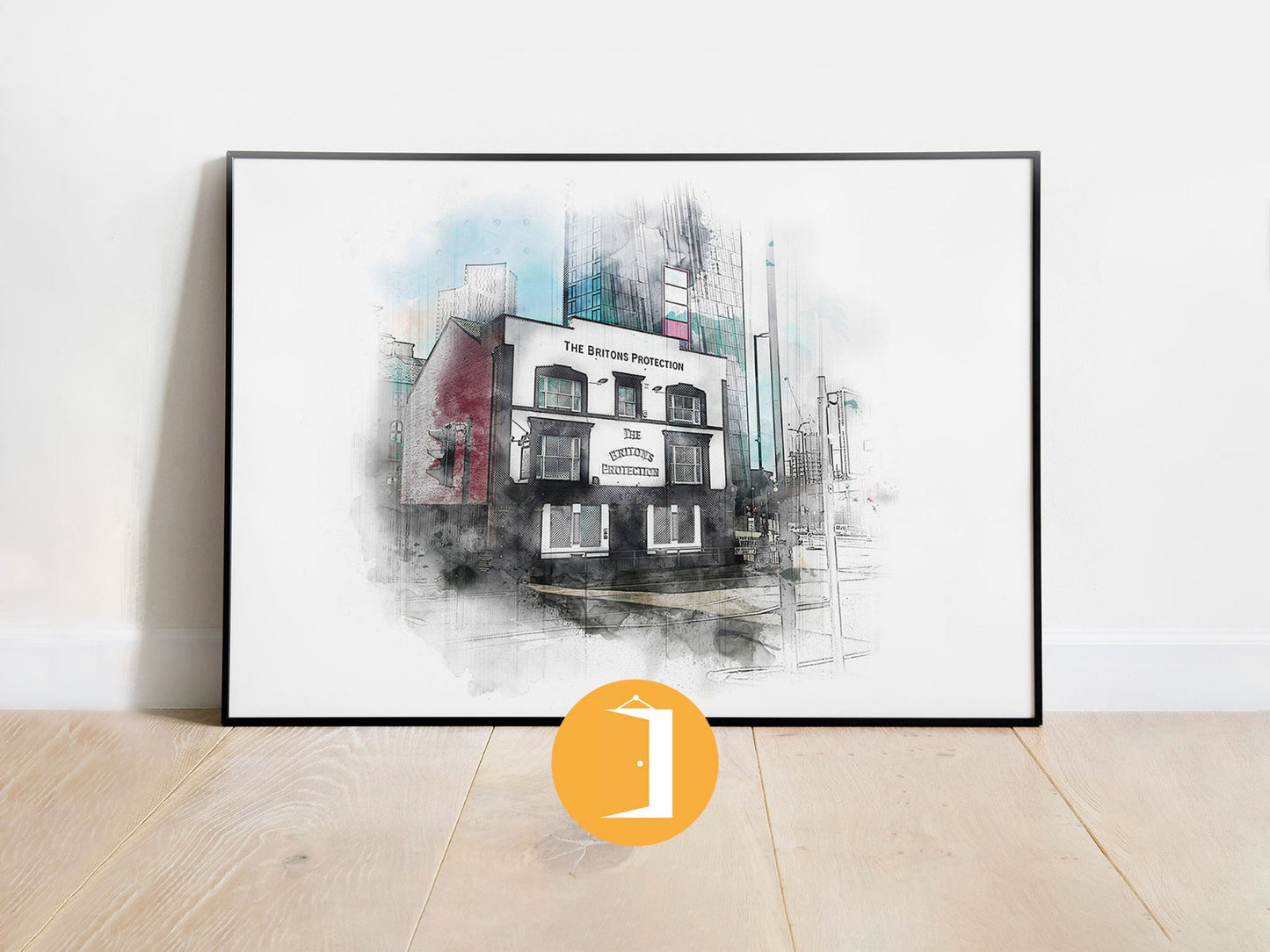 Britons Protection Manchester Print | Manchester Pub Watercolour Style Illustrated Poster | City Landmark Print