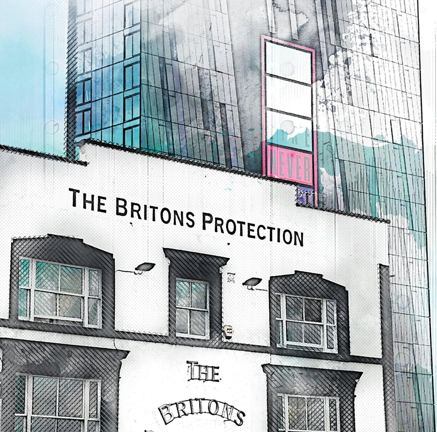 Britons Protection Manchester Print | Manchester Pub Watercolour Style Illustrated Poster | City Landmark Print