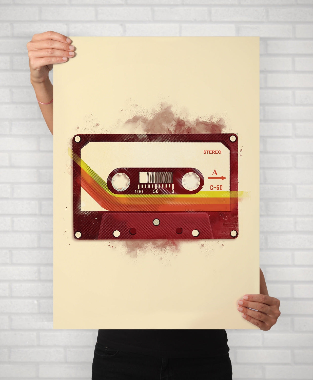 Retro Cassette Tape Illustration | Technology drawing Minimal Illustrated Poster