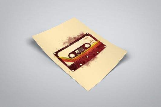 Retro Cassette Tape Illustration | Technology drawing Minimal Illustrated Poster