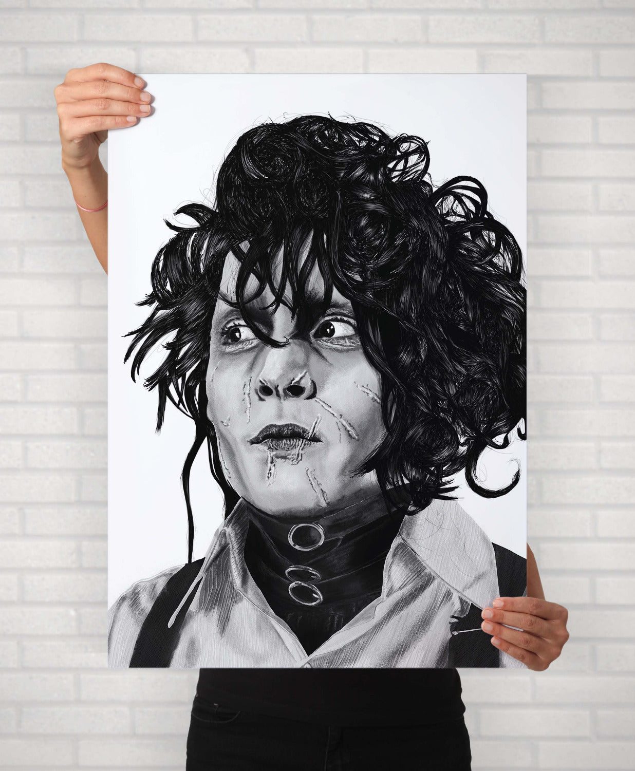 Edward Scissorhands Johnny Depp Illustrated Portrait Poster