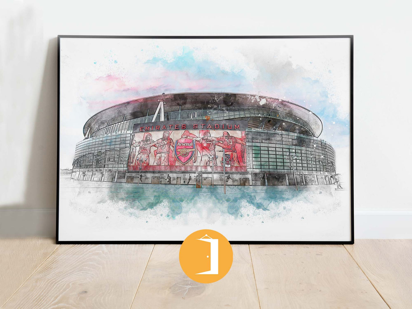 Arsenal Football Club Emirates Stadium Watercolour Illustrated Poster