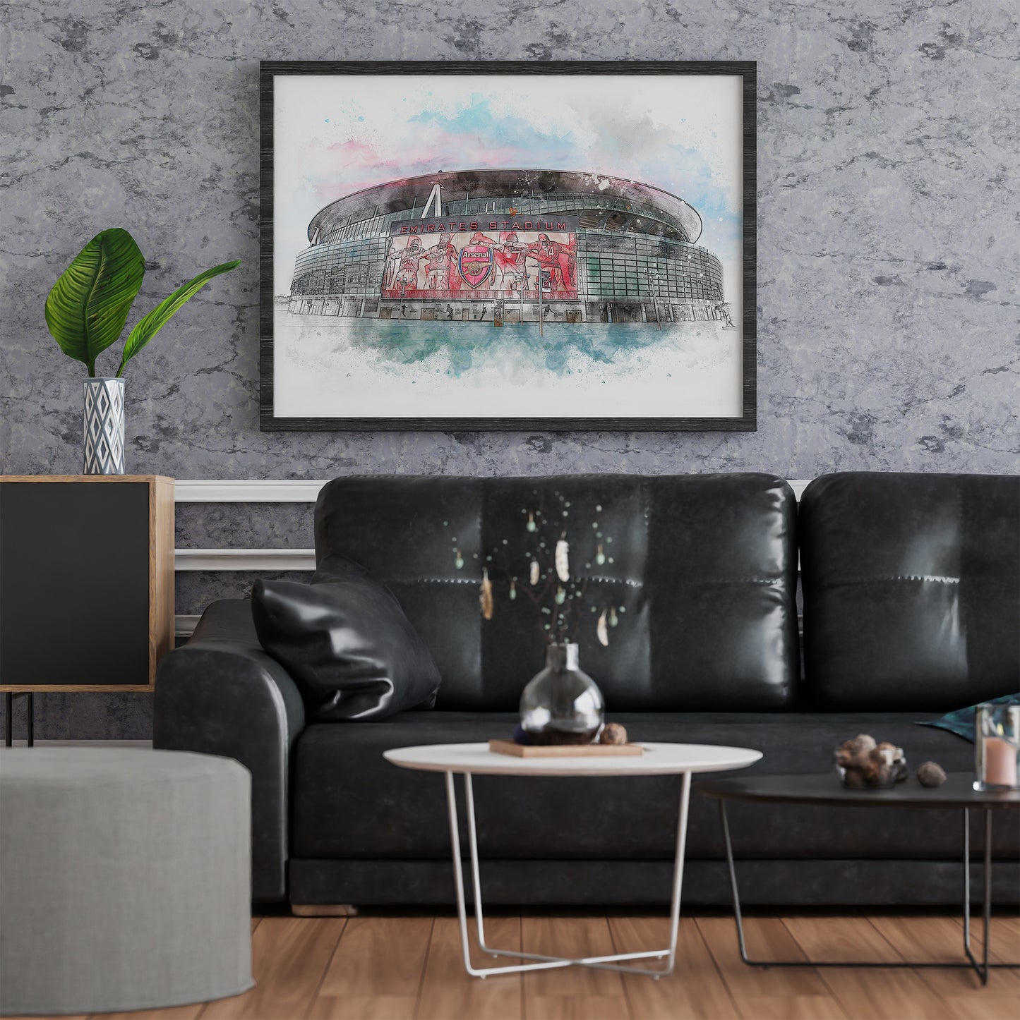 Arsenal Football Club Emirates Stadium Watercolour Illustrated Poster