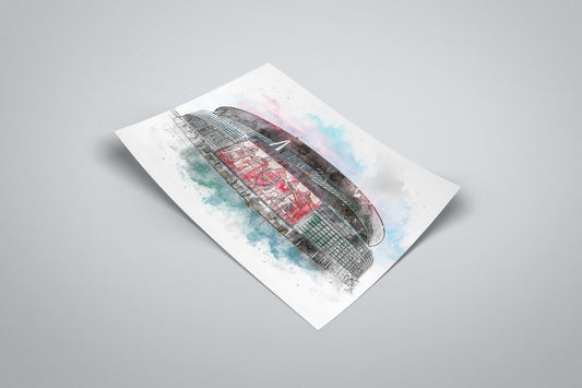 Arsenal Football Club Emirates Stadium Watercolour Illustrated Poster
