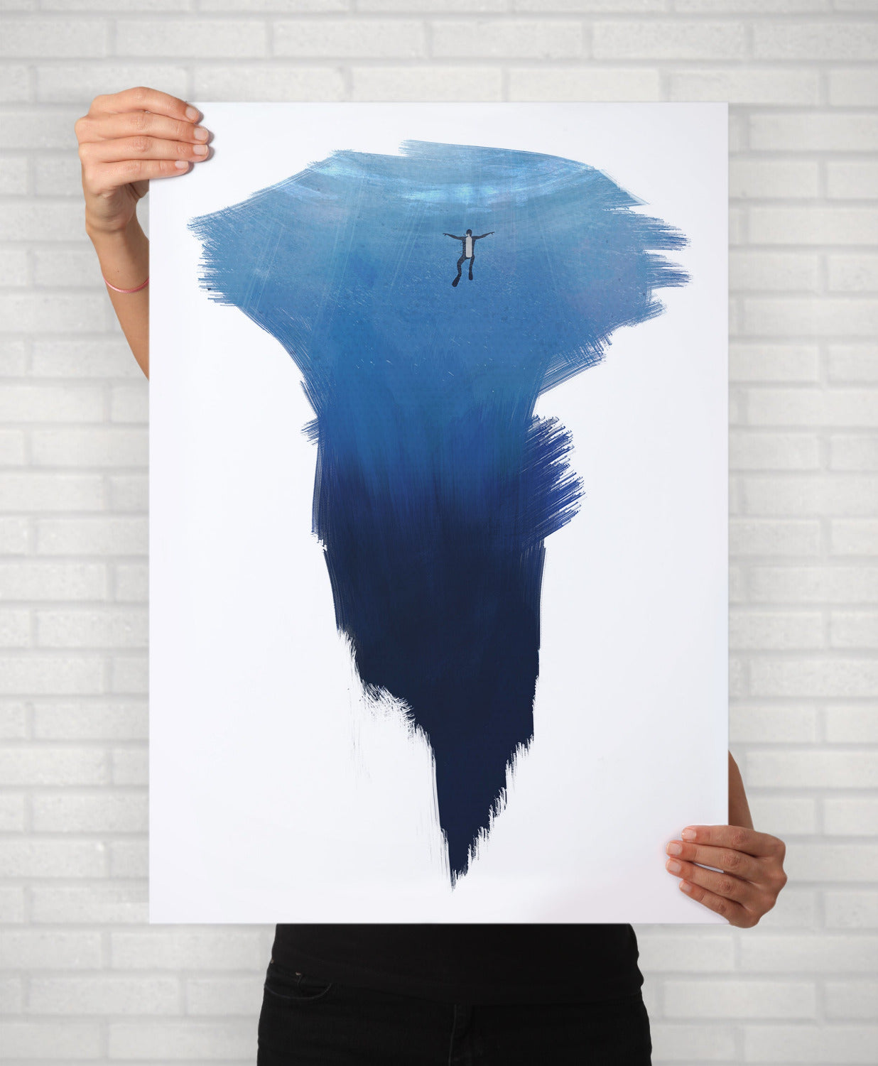 Ocean Diver Fear Illustrated Wall Art Poster